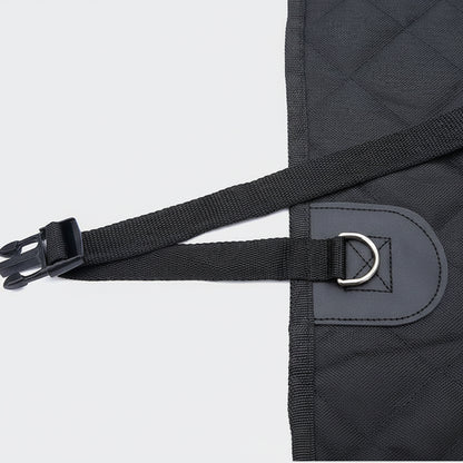 Black quilted bag with a strap