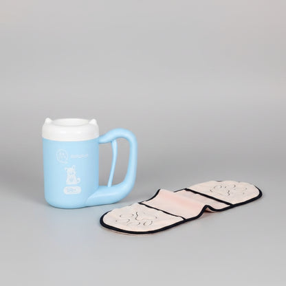 Blue mug a paw print design on a white background