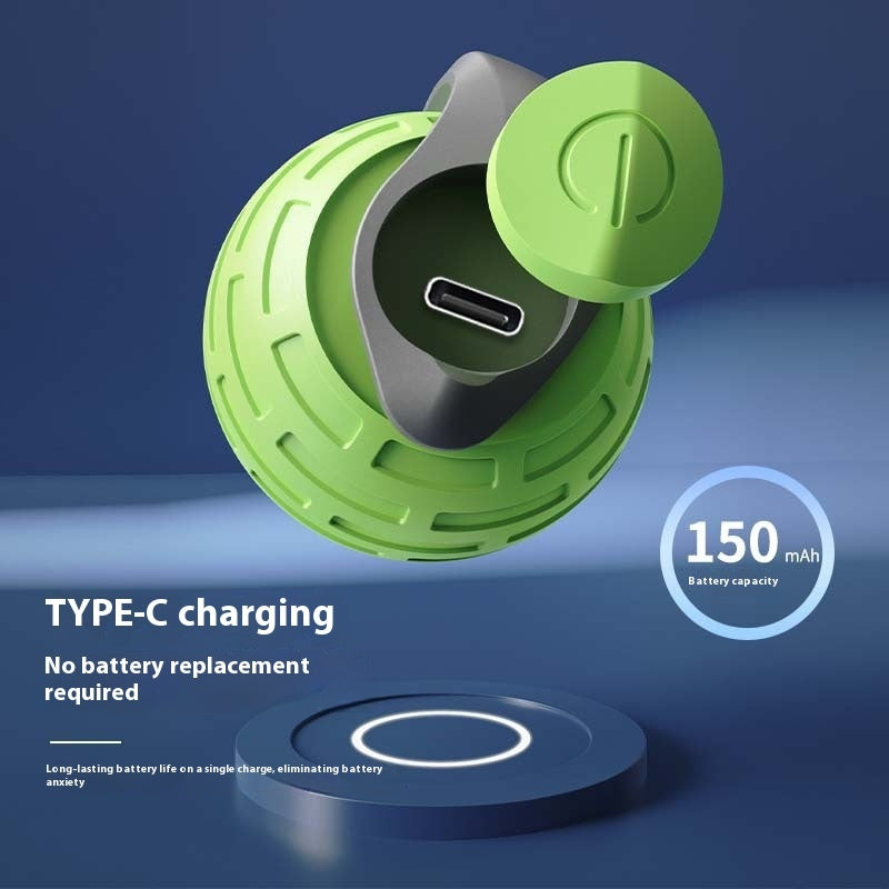 Green electronic device with Type-C charging on a blue background