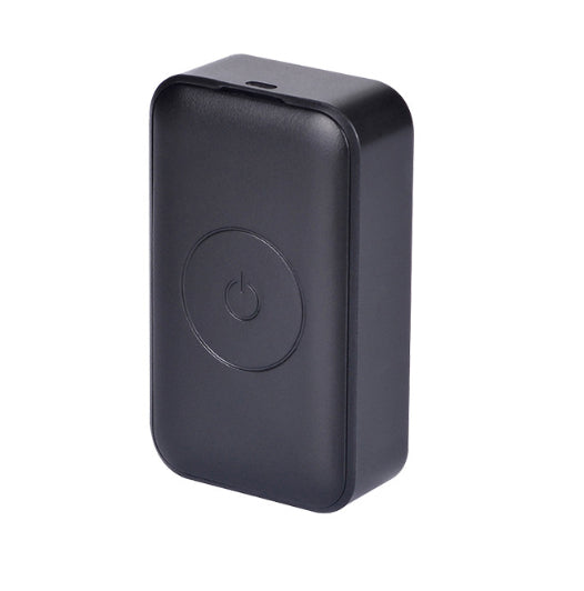 Black rectangular device with power symbol on a white background