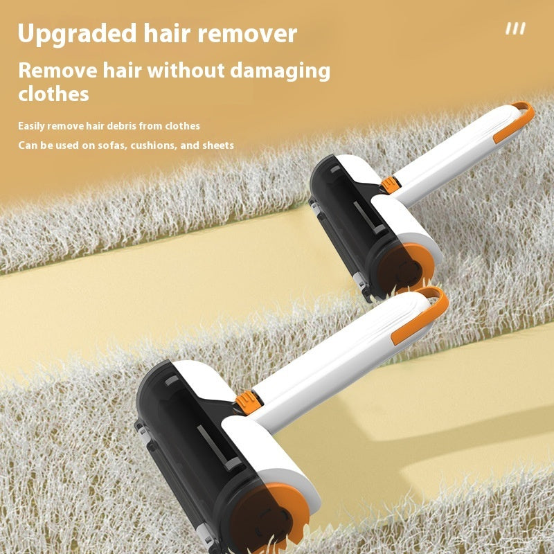 Upgraded hair remover with text on a beige background