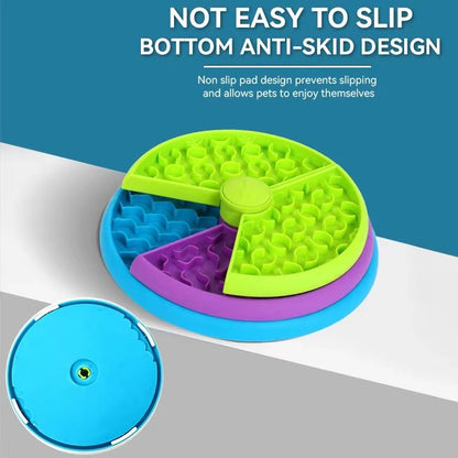 Colorful puzzle toy with anti-slip design on a blue and gray background
