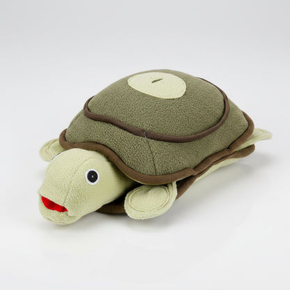 Plush turtle toy with a white background