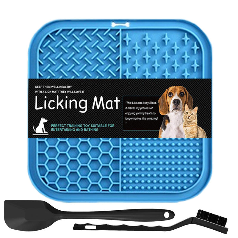 Blue silicone licking mat for pets