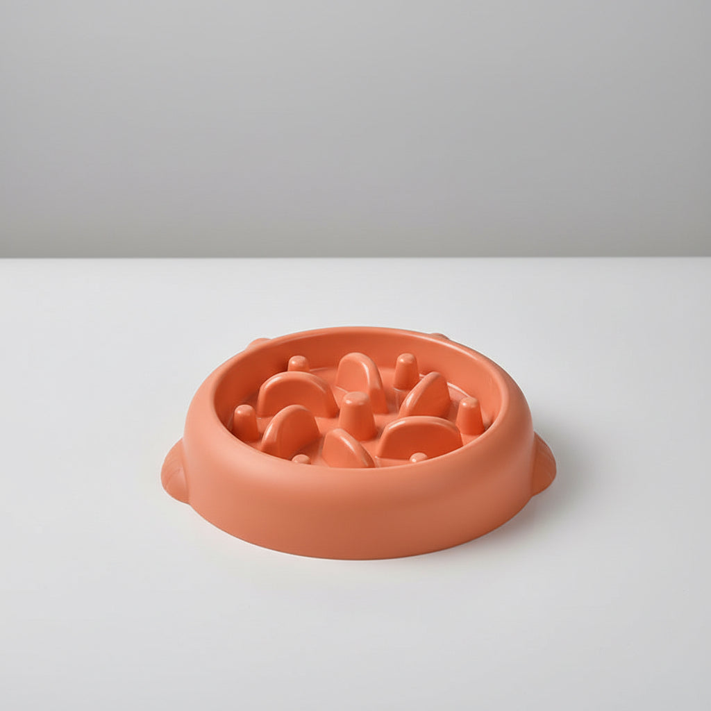 Orange color slow feeder bowl for dog