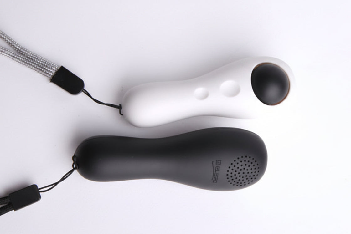 Two black and white handheld on a white background