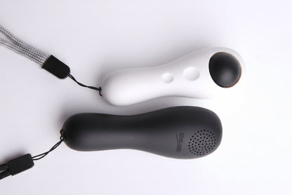 Two black and white handheld on a white background